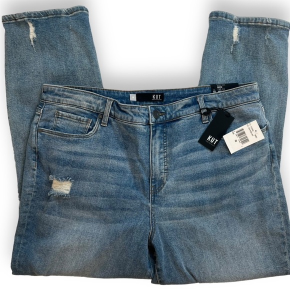Kut From the Kloth Reese High Rise Fab AB Distressed Straight Ankle Jeans 18 - Picture 5 of 11